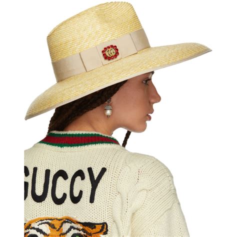 gucci logo hat brim|gucci straw hat women.